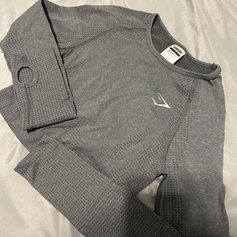gymshark grey workout top size small